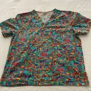 Just Cotton by unique Rainbow village scrub shirt